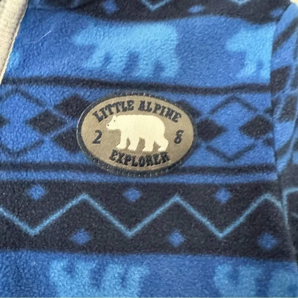 Carter's Blue Winter Bear Patterned Fleece Pullover Quarter Zip